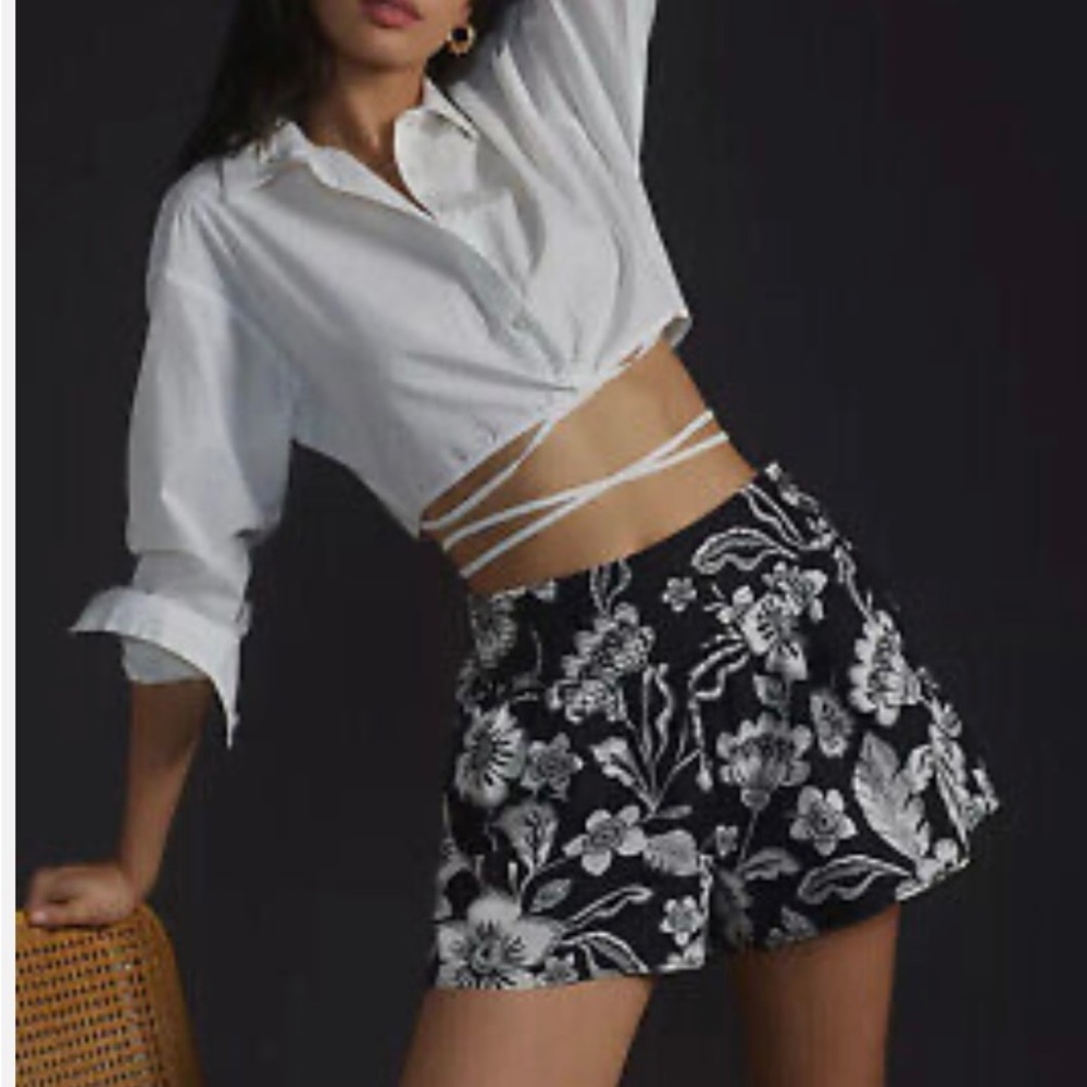 Anthropologie Cropped Tie Buttondown Long Sleeve